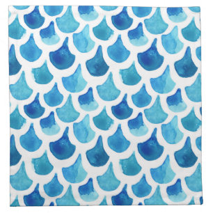 Blue Watercolor Scale Pattern Napkin
