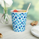 Blue Watercolor Scale Pattern Paper Cups