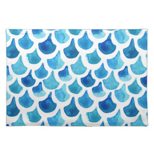 Blue Watercolor Scale Pattern Placemat