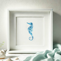 Blue Watercolor Seahorse