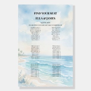 Blue Watercolor Seating Chart Sign