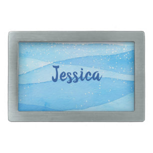 Blue watercolor shades belt buckle