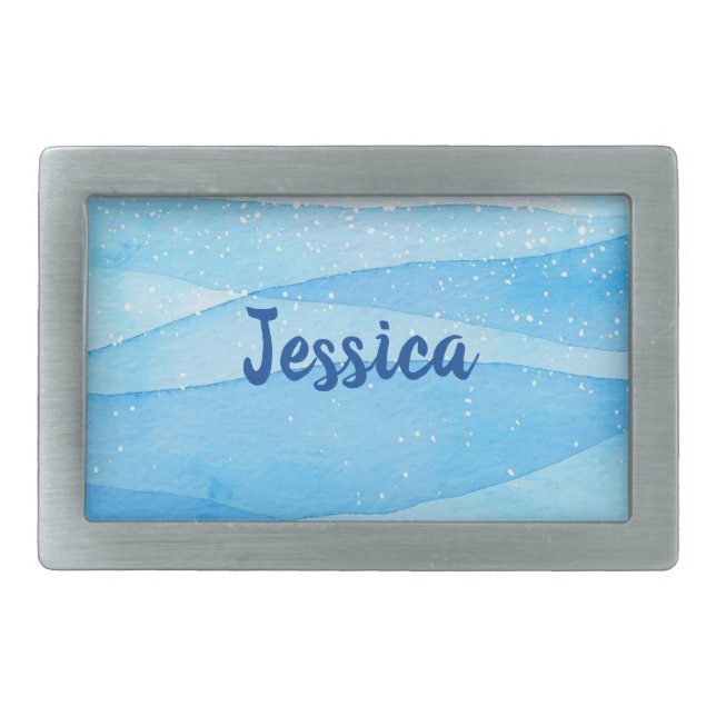 Blue watercolor shades belt buckle (Front)