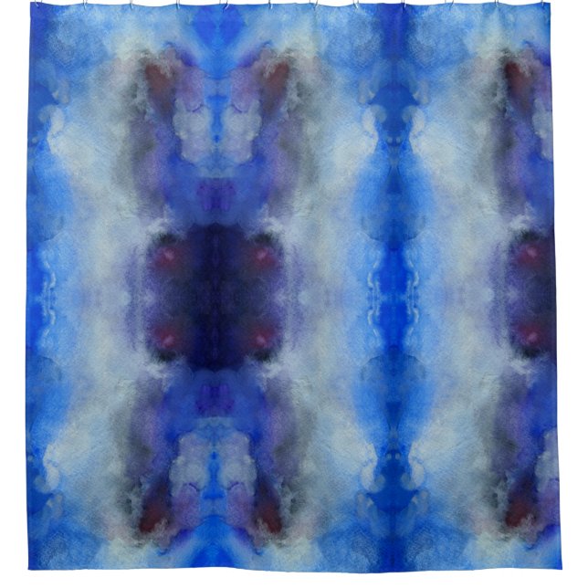 Blue Watercolor Shower Curtain (Front)