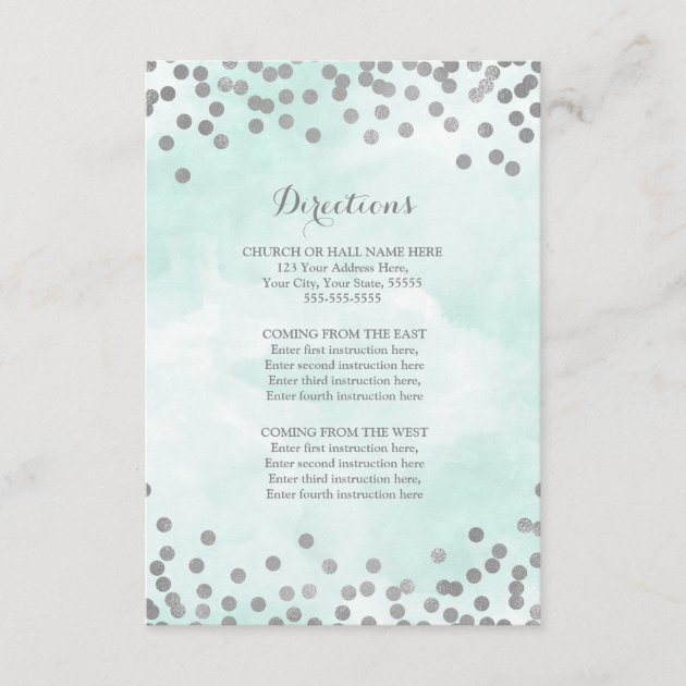 Blue Watercolor Silver Wedding Direction Insert