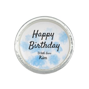 Blue Watercolor Simple Birthday Add Your Name Cust Ring by Creatilory at Zazzle