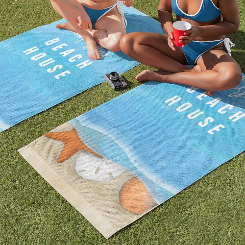Blue Watercolor Simple Coastal Beach Sea Shore  Beach Towel