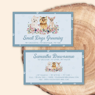 Blue Watercolor Small Dogs Paw Print Pet Sitter Business Card