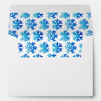 Blue Watercolor Snowflake Pattern Envelope by borianag at Zazzle