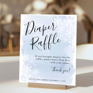 Blue Watercolor Snowflakes Baby Diaper Raffle Poster