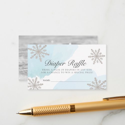 Blue Watercolor Snowflakes Diaper Raffle Ticket Enclosure Card