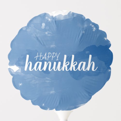 Blue Watercolor Snowflakes Happy Hanukkah Balloon