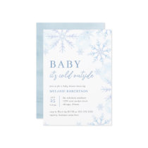 Blue Watercolor Snowflakes Winter Boy Baby Shower Invitation