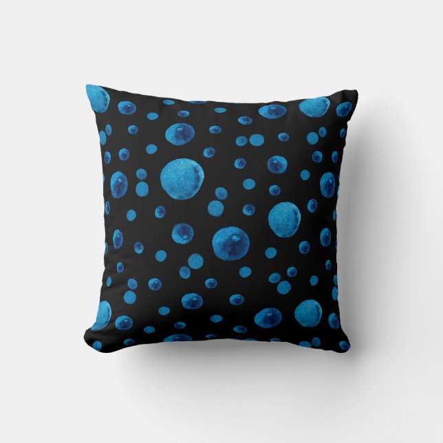 Blue Watercolor Spheres Signature Throw Pillow (Front)