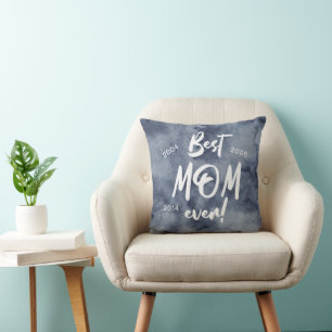 Blue Watercolor Splash Best Mom Mother's Day Throw Pillow
