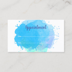 Blue Watercolor Splash Customer Appointment Card