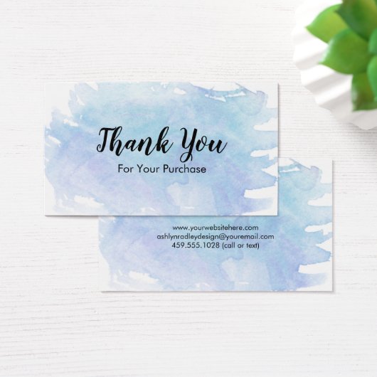 Blue Watercolor Splash Thank You (Desk)