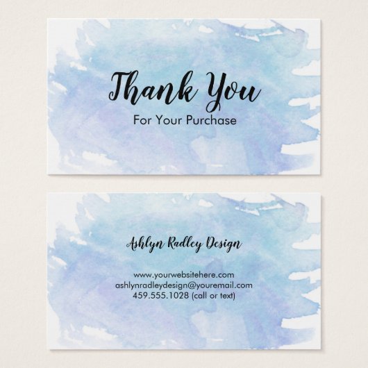 Blue Watercolor Splash Thank You (Front & Back)