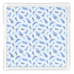 Blue Watercolor Spots Extra Large Square Tray at Zazzle