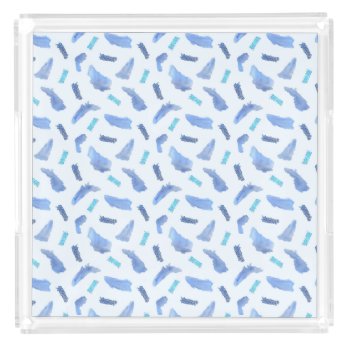 Blue Watercolor Spots Extra Large Square Tray by elenasimsim_for_home at Zazzle