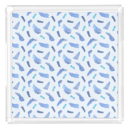 Blue Watercolor Spots Extra Large Square Tray