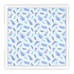 Blue Watercolor Spots Large Square Serving Tray at Zazzle