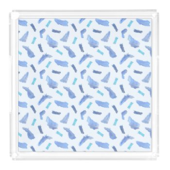 Blue Watercolor Spots Large Square Serving Tray by elenasimsim_for_home at Zazzle