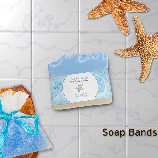Blue Watercolor Starfish Beach Soap Band Wrap (Creator Uploaded)