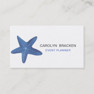 Blue Watercolor Starfish Ocean   Stripes Business Card