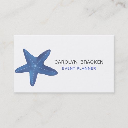 Blue Watercolor Starfish Ocean  Stripes Business Card