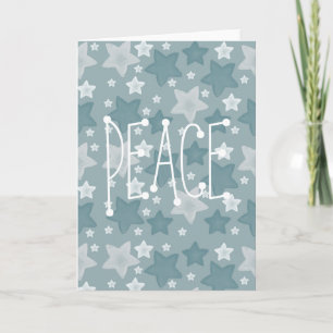 Blue Watercolor Stars Peace Holiday Card