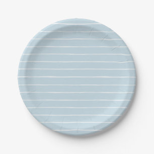 Blue Watercolor Stripe Paper Plates