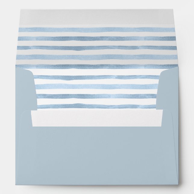 Blue Watercolor Striped Envelope Liner (Back (Bottom))