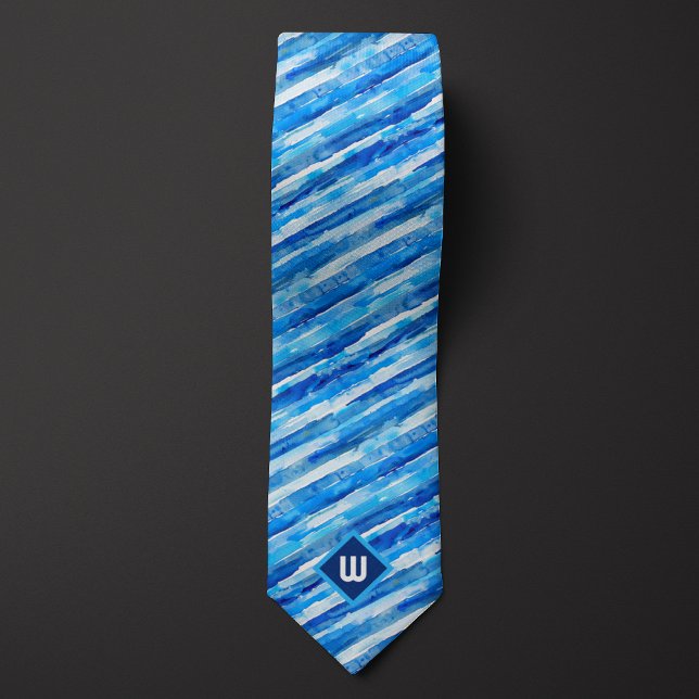 Blue Watercolor Striped Neck Tie (Creator Uploaded)