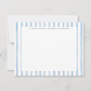 Blue Watercolor Striped Stationery Note Card