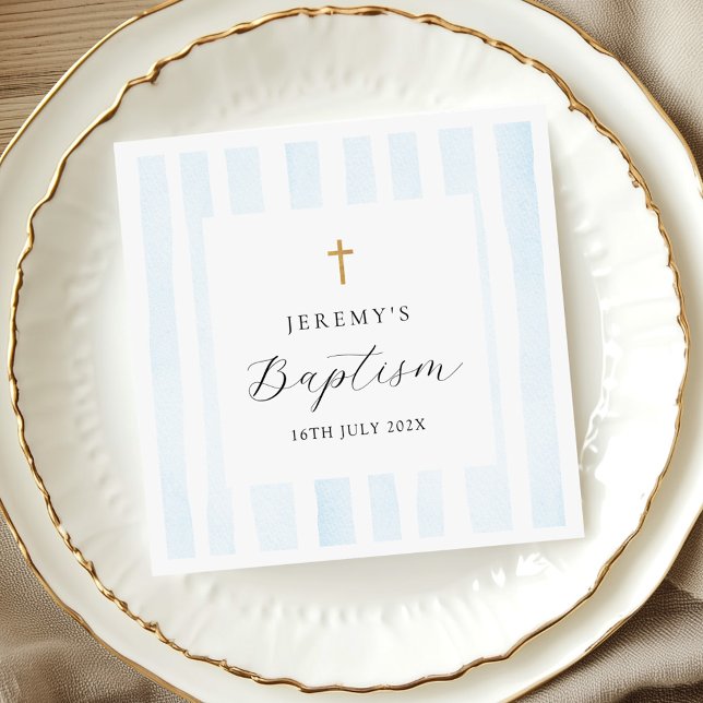 Blue Watercolor Stripes - Baptism Napkins (Creator Uploaded)