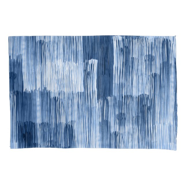 Blue Watercolor Stripes: Geometric Pattern Pillow Case (Front)