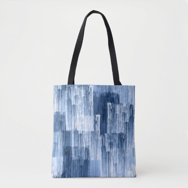 Blue Watercolor Stripes: Geometric Pattern Tote Bag (Front)