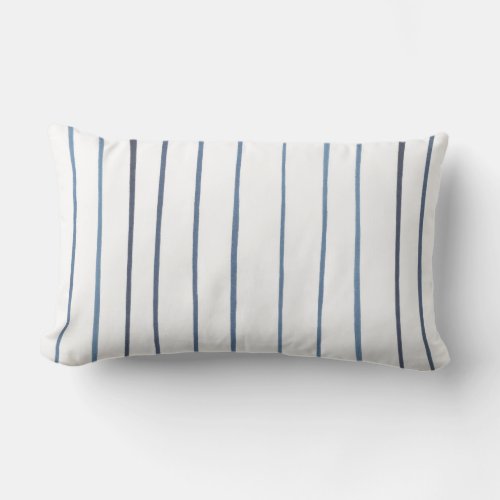 Blue Watercolor Stripes Lumbar Pillow