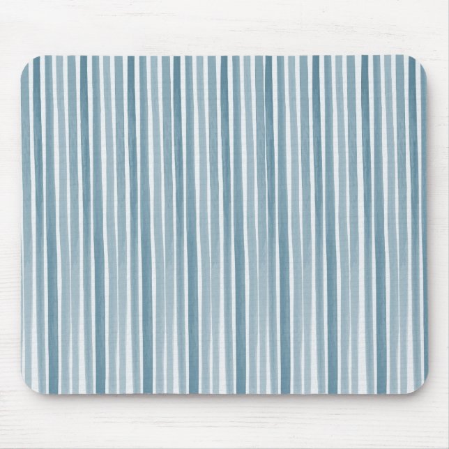 Blue Watercolor Stripes Mouse Pad (Front)