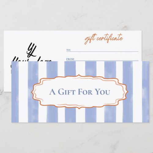 Blue Watercolor Stripes Orange Wavy Frame