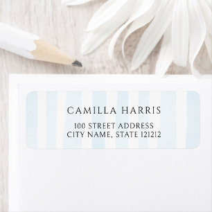 Blue Watercolor Stripes Return Address Label