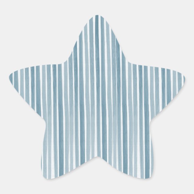Blue Watercolor Stripes Star Sticker (Front)
