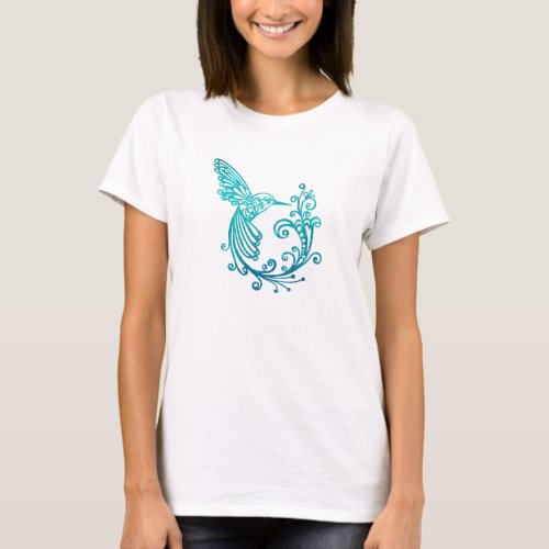 Blue Watercolor Stylized Hummingbird T_Shirt