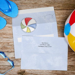 Blue Watercolor Summer Beach Ball Envelope