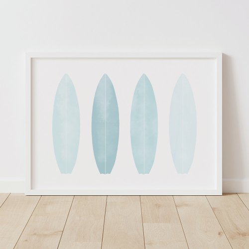 Blue Watercolor Surfboards Beach Nursery Decor