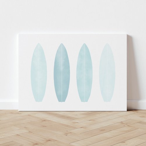 Blue Watercolor Surfboards Canvas Print