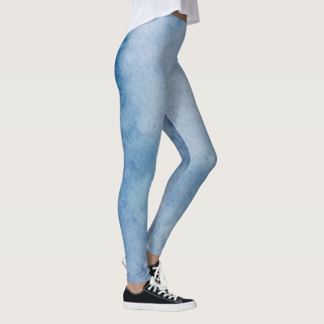 Blue Watercolor Texture Leggings (Right)