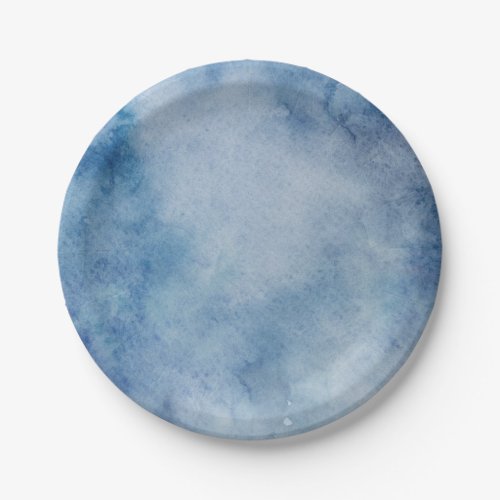 Blue Watercolor Texture Paper Plates