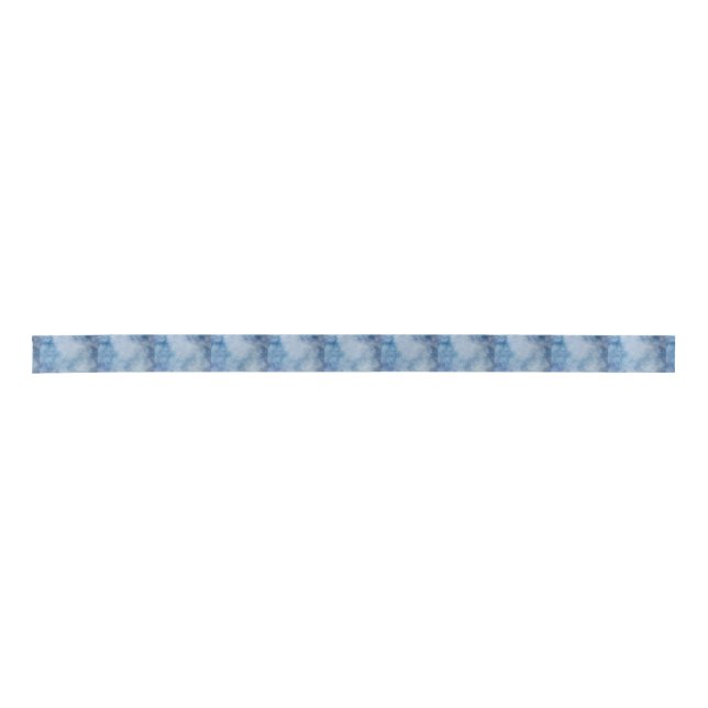 Blue Watercolor Texture Satin Ribbon (Front)